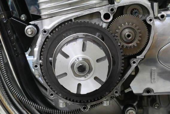 Close-up of mechanical gears and components in a technical setting