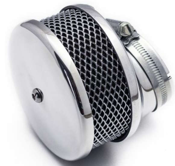 Chrome air filter on a white background