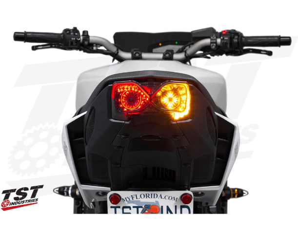 Motorcycle with visible branding on a white background