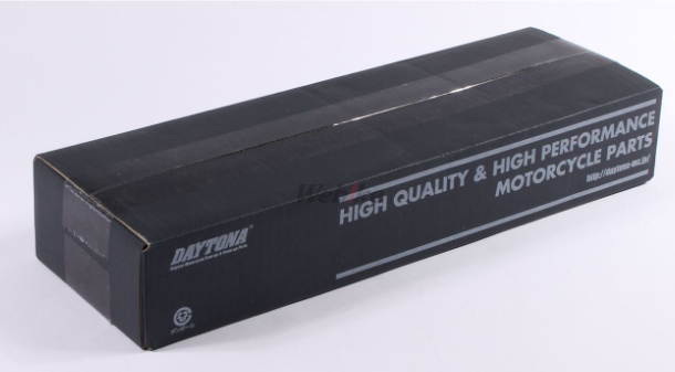 Black box with 'Daytona' branding and text on a white background
