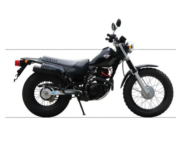 Black Yamaha motorcycle on a white background