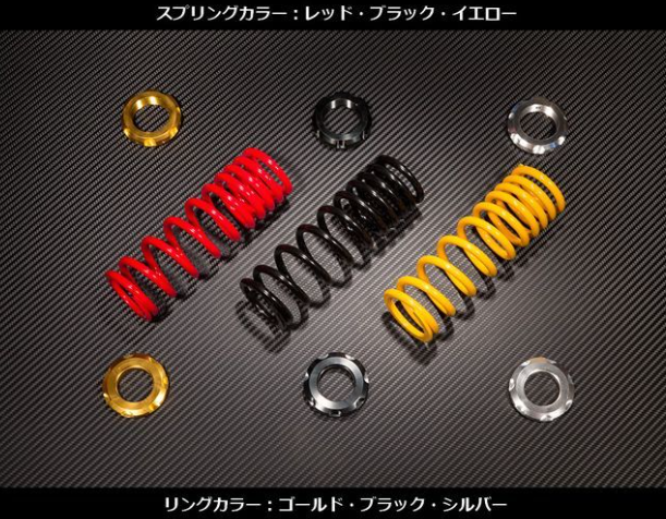 Set of springs and washers on a carbon fiber background