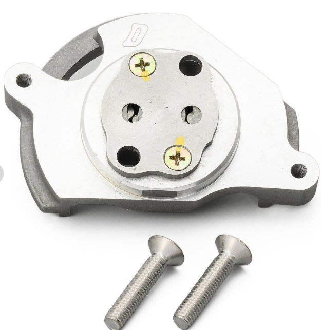 Metal mechanical component with screws on a white background