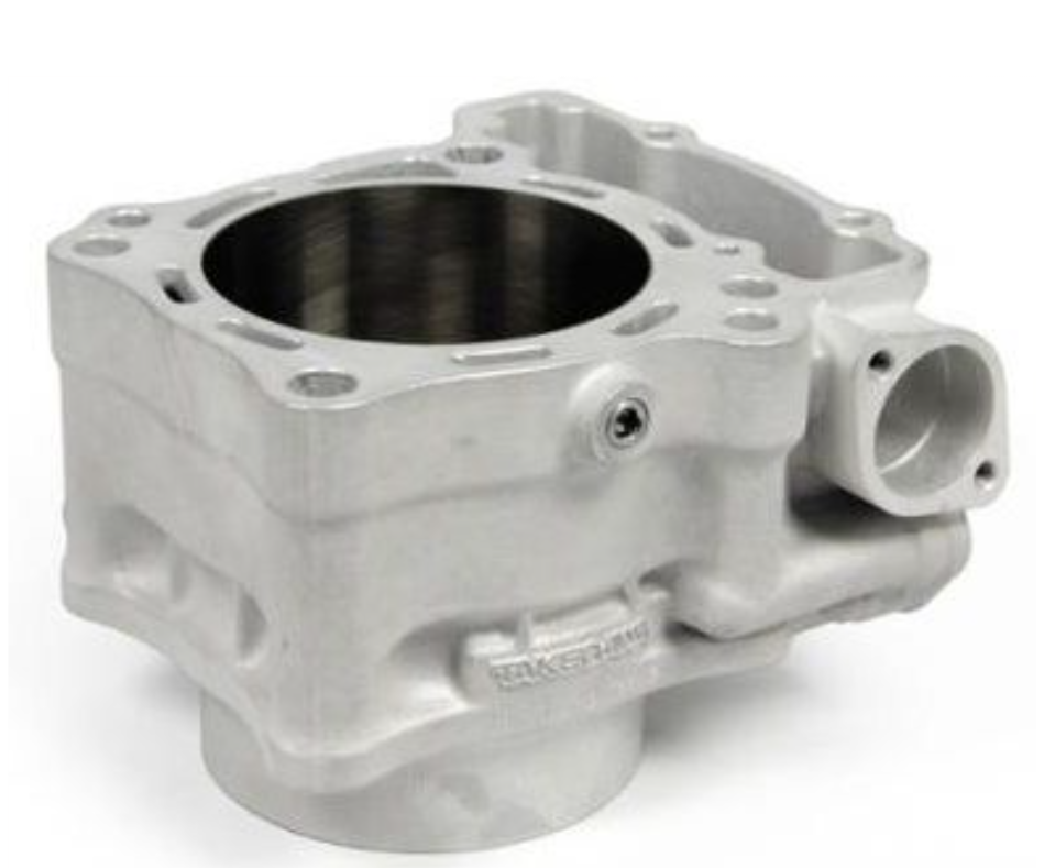 Metal engine block on a white background