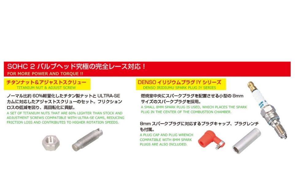 Denso iridium plug series with spark plugs and tools on a white background