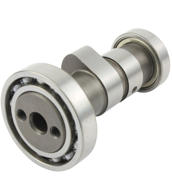 Metallic camshaft on a white background