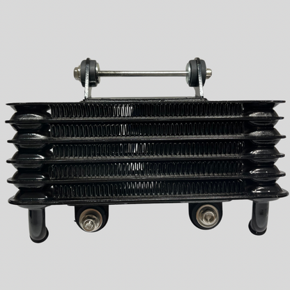 Kawasaki Z1/Z2 Z750-1000 OEM type oil cooler body with 4-stage core and floating damper mount, ideal for vintage motorcycle engine cooling upgrades.