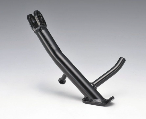 Black metal bracket on a gray background