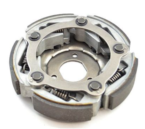 Metallic clutch disc on a white background