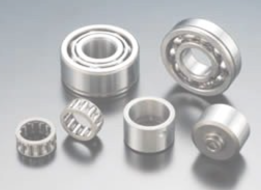 Set of metal bearings on a gray background