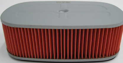 Red air filter with gray top and bottom on a white background