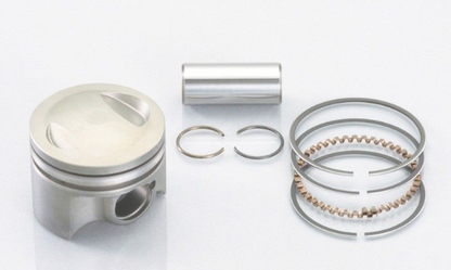 Piston and piston rings set on a white background