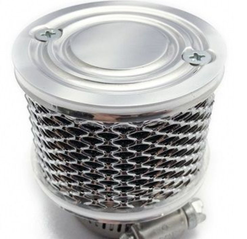 Metallic air filter on a white background