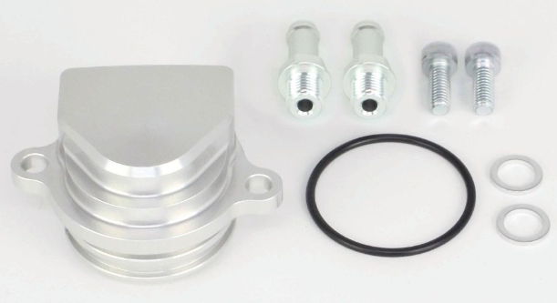 Set of metallic mechanical components on a white background