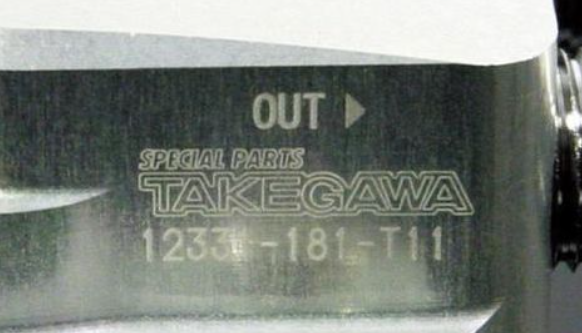 Takegawa special parts label on a mechanical component