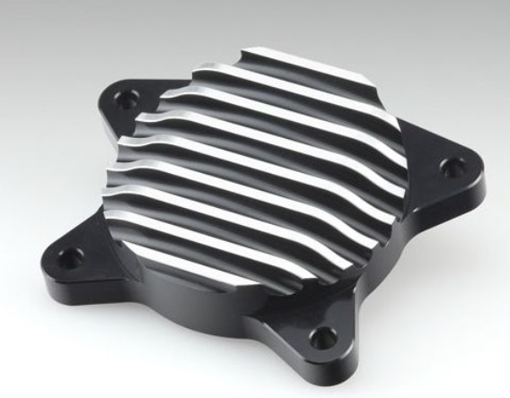 Metallic cooling fin on a gray background