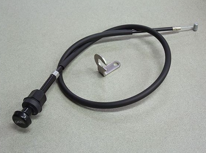 Black cable with metal connector on a gray background