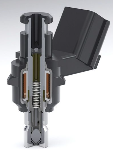 Cutaway view of a mechanical component on a white background