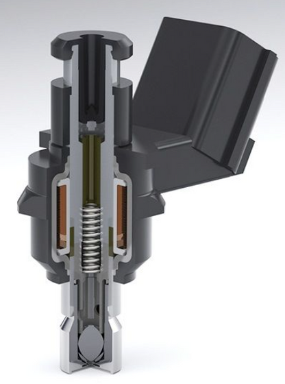 Cutaway view of a mechanical component on a white background