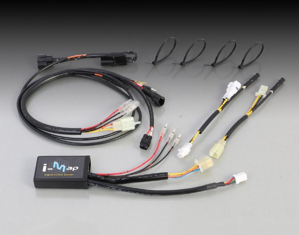 Electrical wiring harness with connectors on a gray background