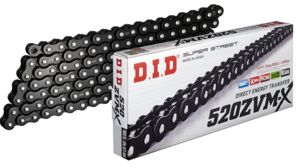D.I.D motorcycle chain with packaging on a white background