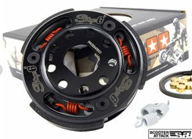 Black clutch mechanism with orange springs on a white background, featuring Tamiya branding.
