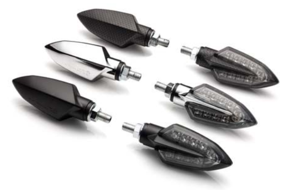 Set of motorcycle turn signals on a white background