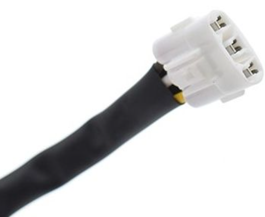 Car ignition cable with white connector on a white background