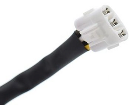 Car ignition cable with white connector on a white background