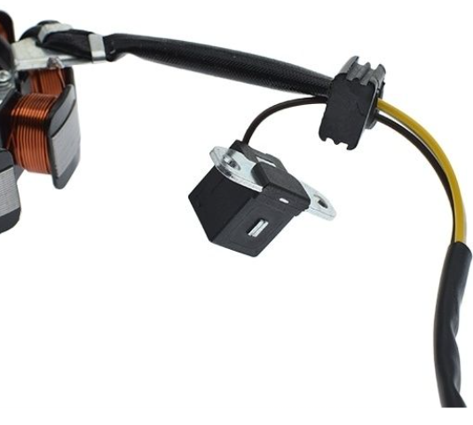Electrical components with wires on a white background