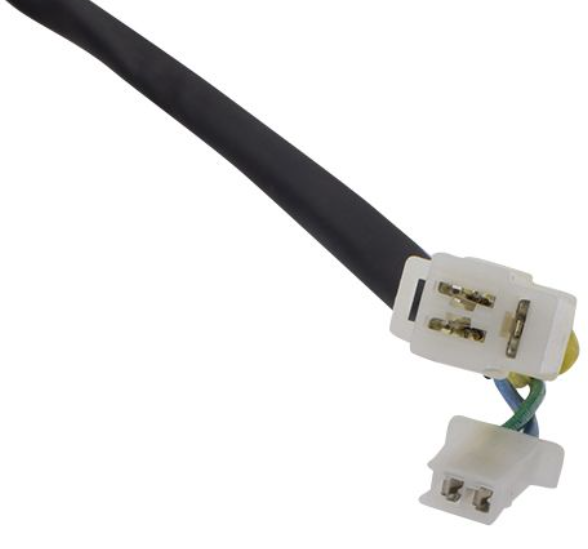 Electrical cable with connectors on a white background