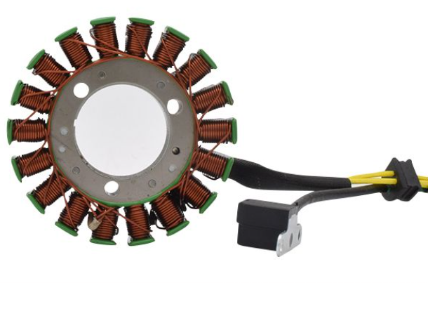 Electrical stator with wiring on a white background
