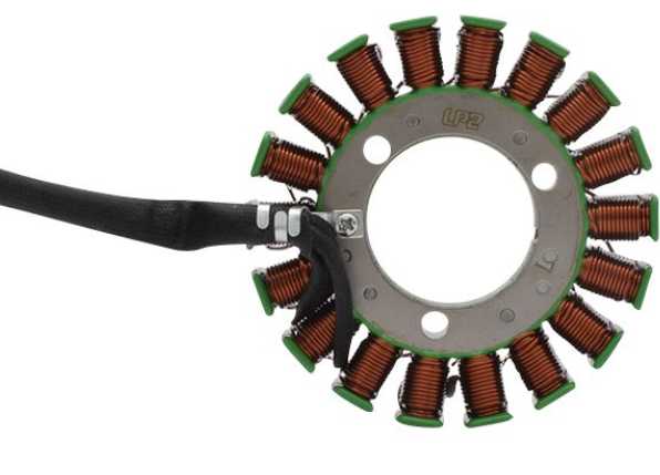 Motor stator with copper windings on a white background