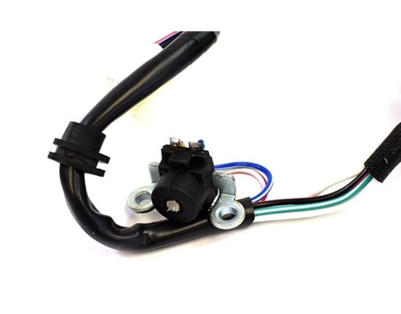 Electrical wiring harness with connectors on a white background