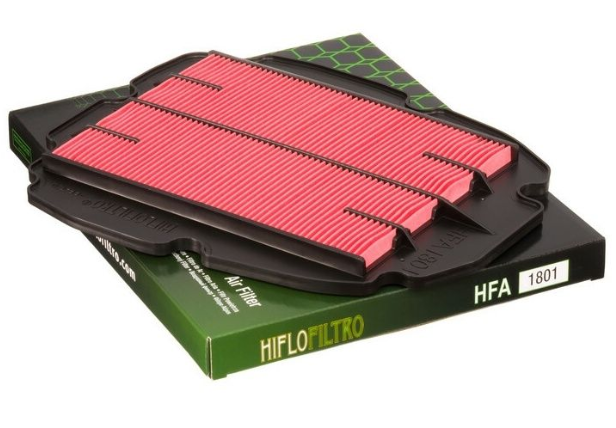 HIFLOFILTRO air filter with red pleated design on a green box