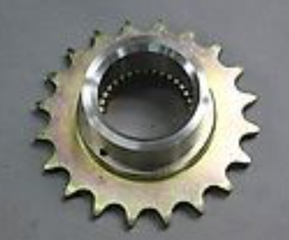Metal sprocket on a gray background