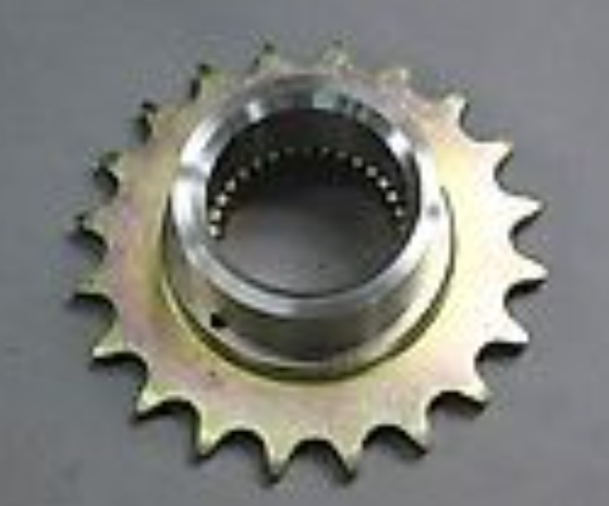Metal sprocket on a gray background