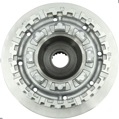 Metal clutch disc on a white background