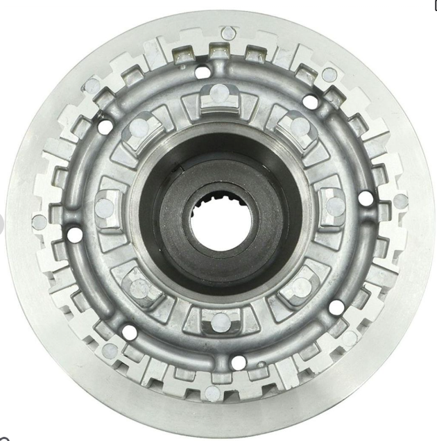 Metal clutch disc on a white background