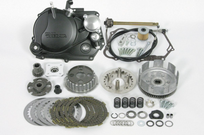 Motorcycle engine parts on a white background