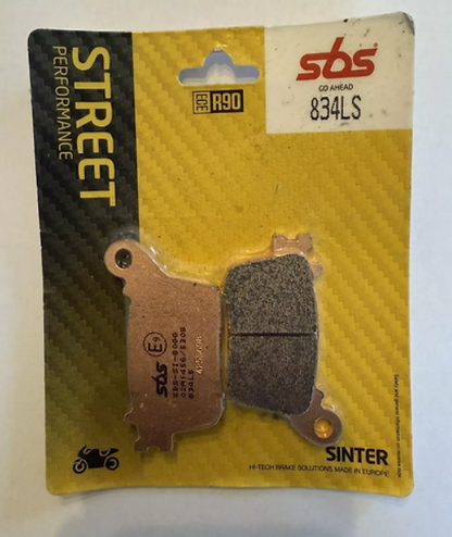SBS street performance brake pads on packaging with visible branding and text.