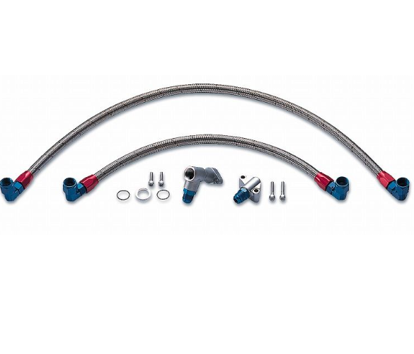 Set of brake hoses and fittings on a white background