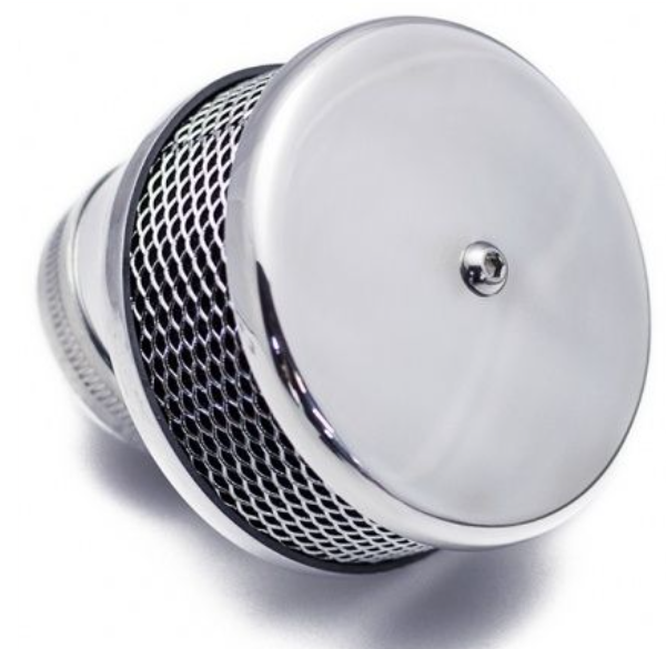 Chrome air filter on a white background