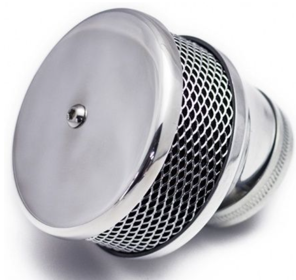 Chrome air filter on a white background