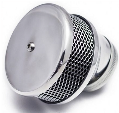 Chrome air filter on a white background