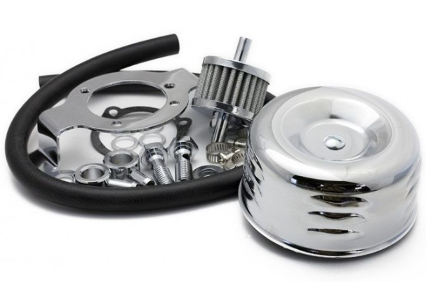Chrome mechanical parts on a white background