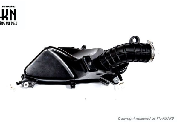 Black motorcycle part on a white background with K&N logo.