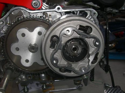 Close-up of mechanical components, likely part of a vehicle or machinery engine.