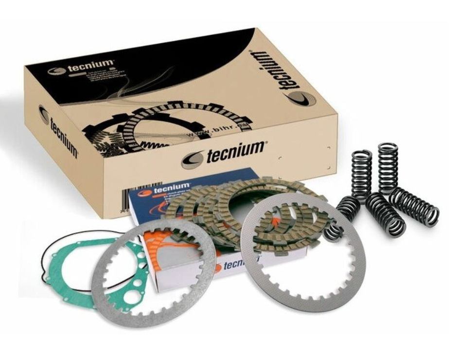 Tecnium motorcycle parts kit with packaging on a white background