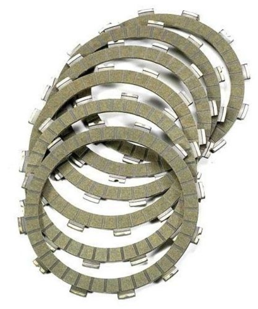 Set of clutch plates on a white background